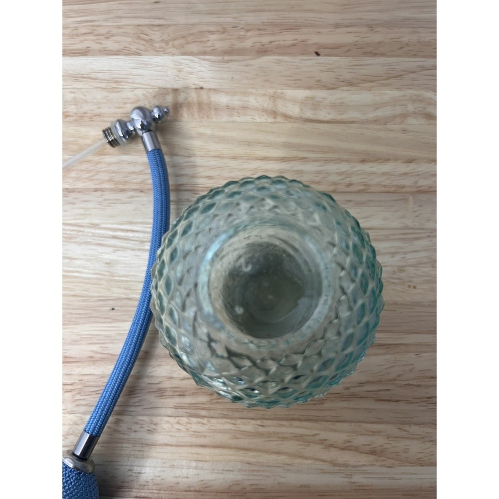 Vintage Style Crystal Perfume Atomizer Blue Glass Bulb Spray Coquette Aesthetic - Picture 3 of 3